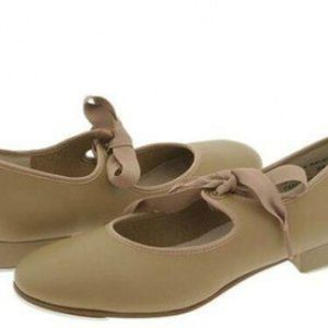 Award TS110 Child 6.5M (Fits Toddler Size 5.5) Tan Citation Ribbon Tie Tap Shoe